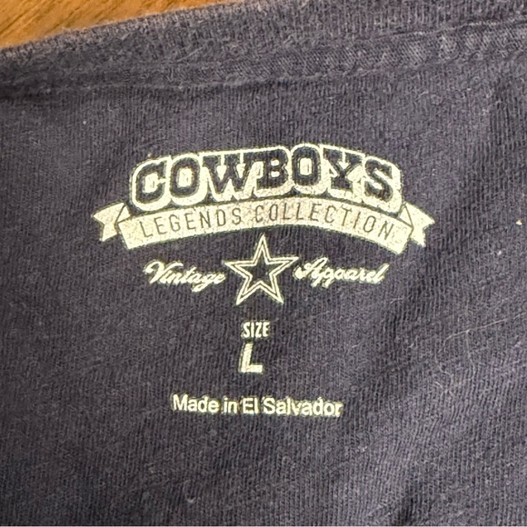 Dallas Cowboys Legends V-Neck Tee Navy Gray Vintage Style L NFL - Picture 8 of 11